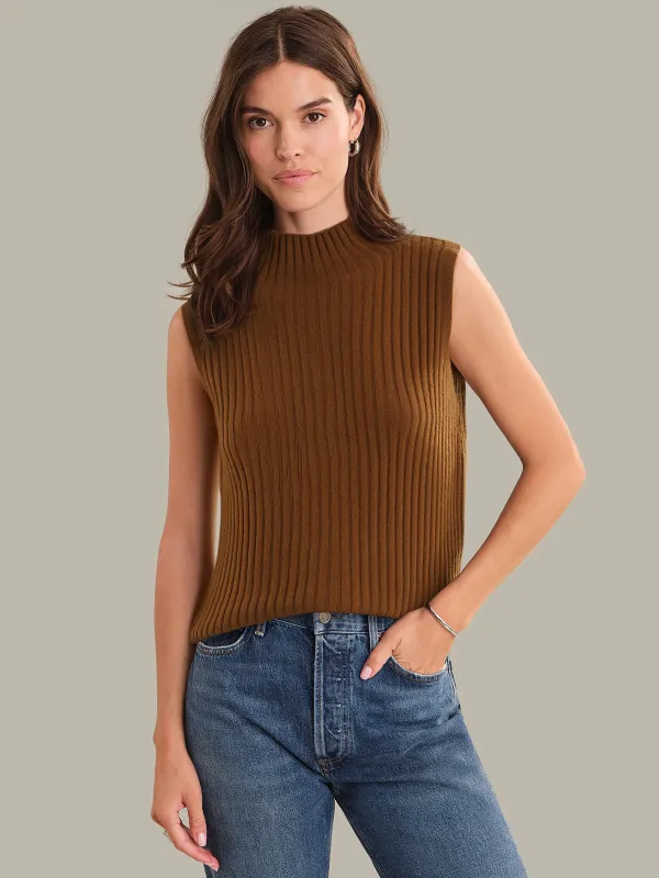 Ember: 100% Cashmere Mock Neck Sweater Tank sold by 525 America