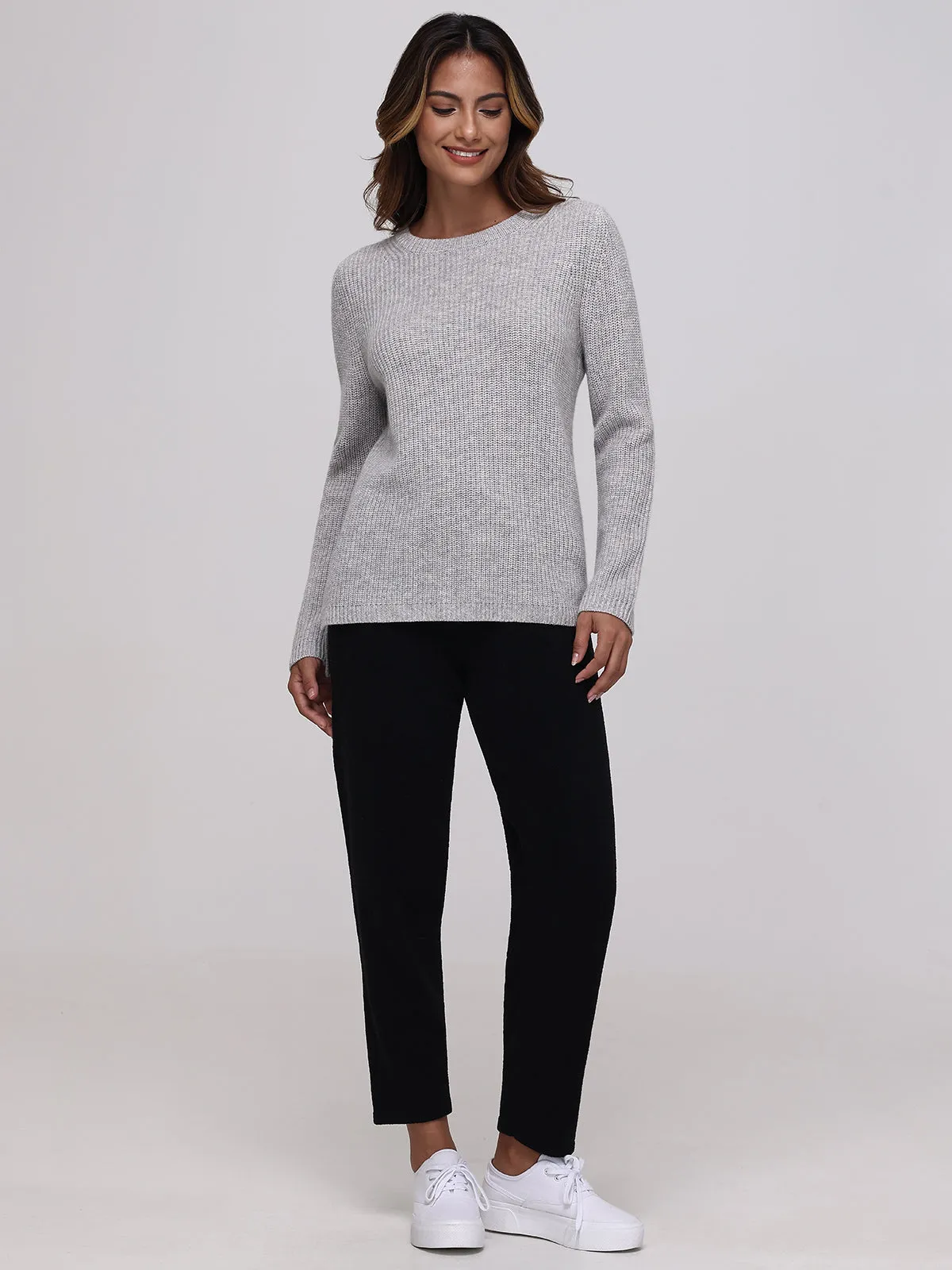 Emma: 100% Cashmere Crewneck Shaker Stitch Sweater sold by 525 America product image thumbnail 4