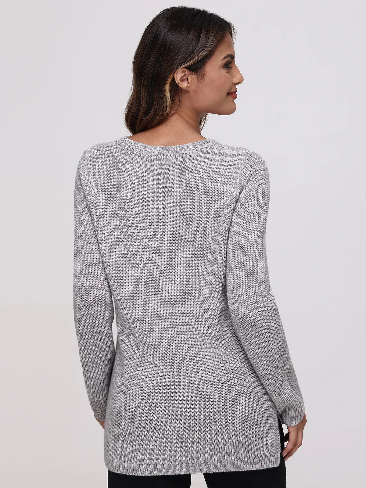 Emma: 100% Cashmere Crewneck Shaker Stitch Sweater sold by 525 America product image thumbnail 3