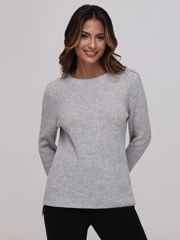 Emma: 100% Cashmere Crewneck Shaker Stitch Sweater sold by 525 America