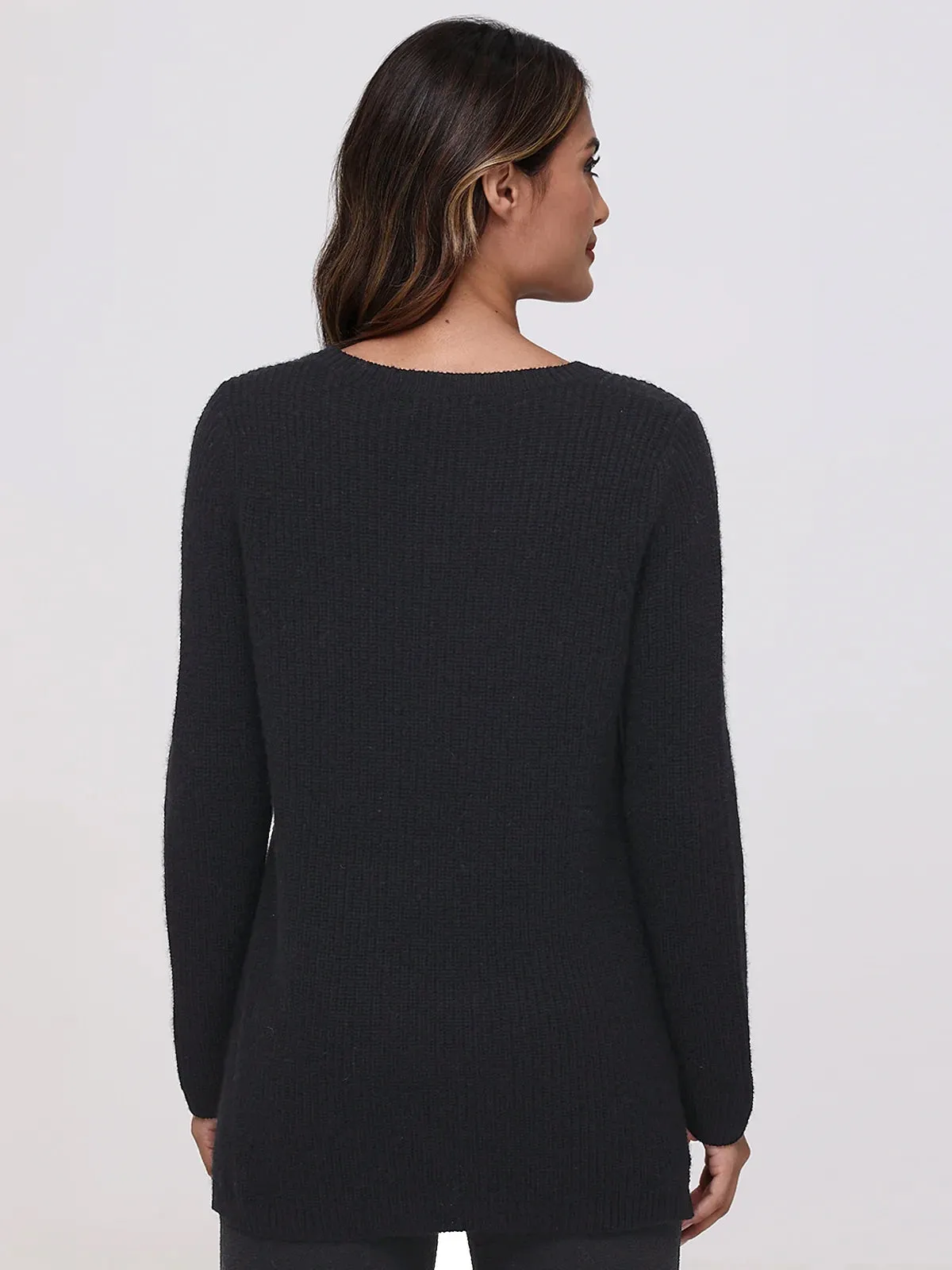 Emma: 100% Cashmere Crewneck Shaker Stitch Sweater sold by 525 America product image thumbnail 3