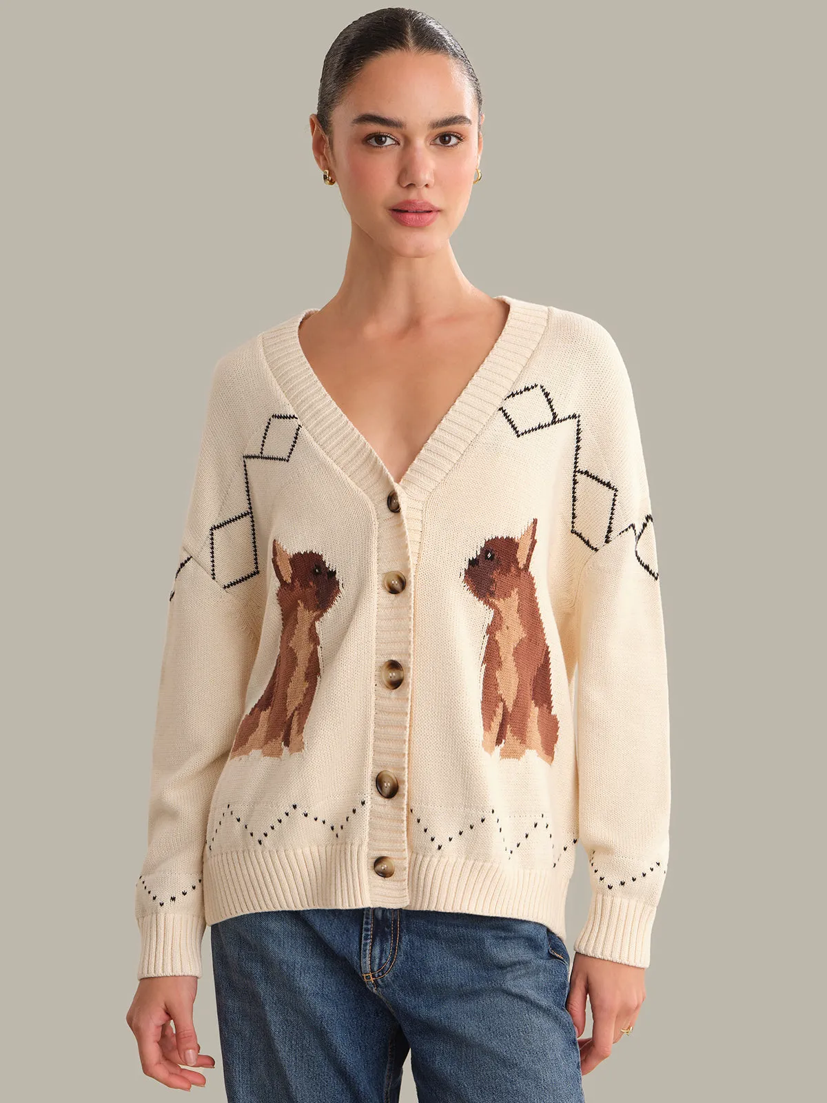 Emilia: 100% Cotton Frenchie Cardigan sold by 525 America