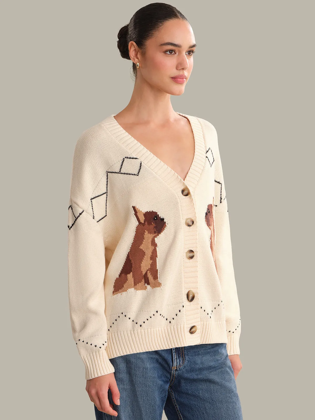 Emilia: 100% Cotton Frenchie Cardigan sold by 525 America product image thumbnail 2