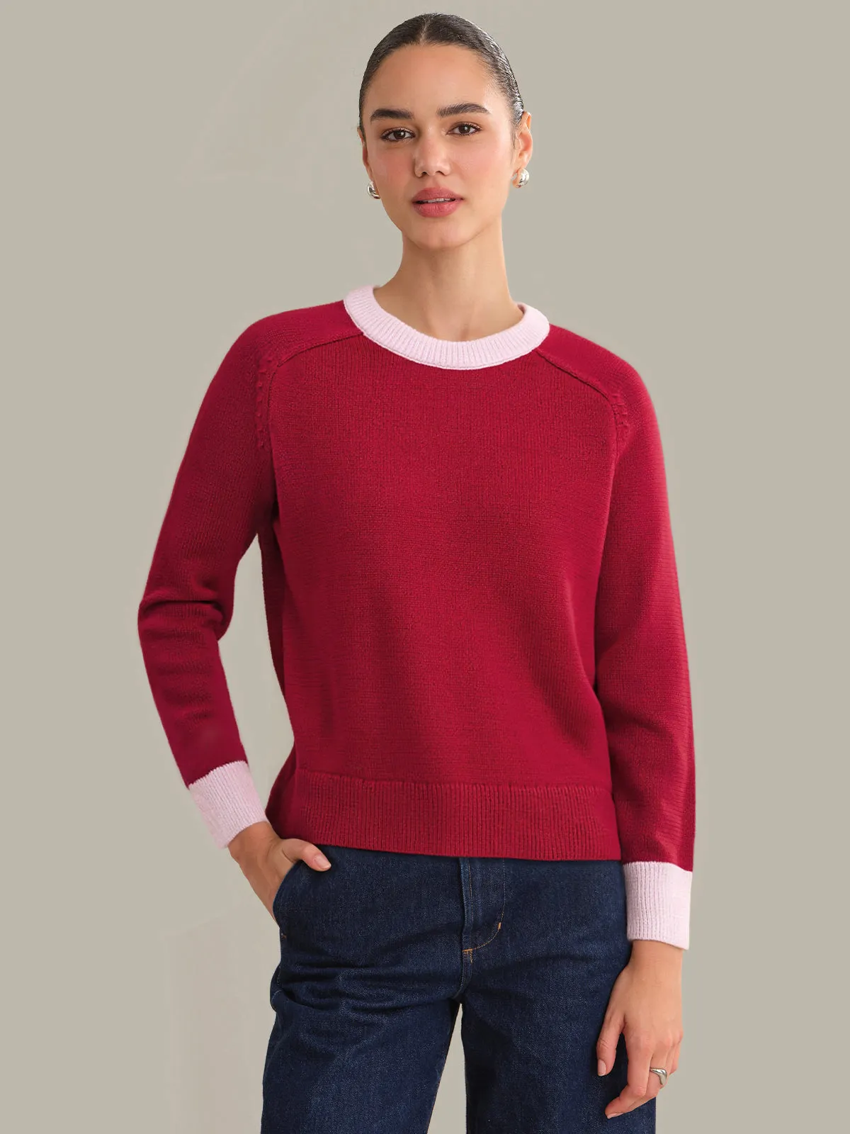 Calista: Cotton Colorblock Sweater sold by 525 America
