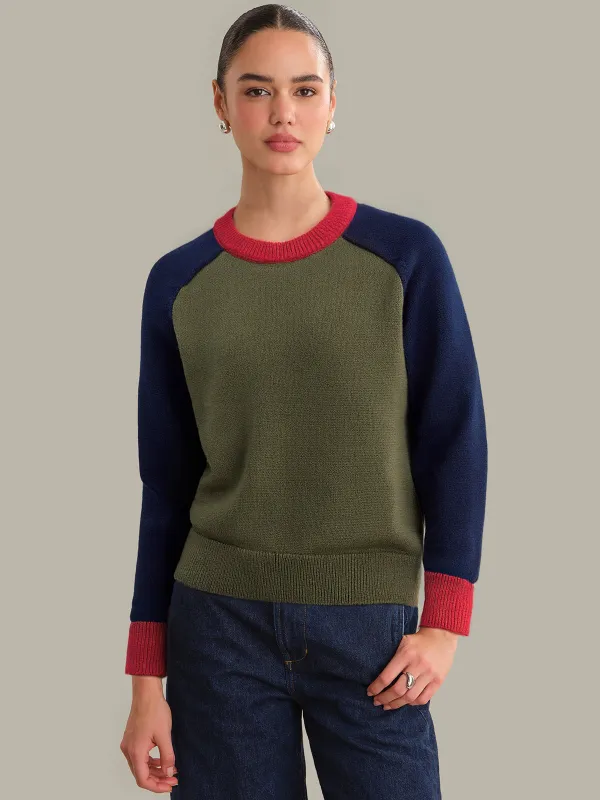 Calista: Cotton Colorblock Sweater made by 525 America