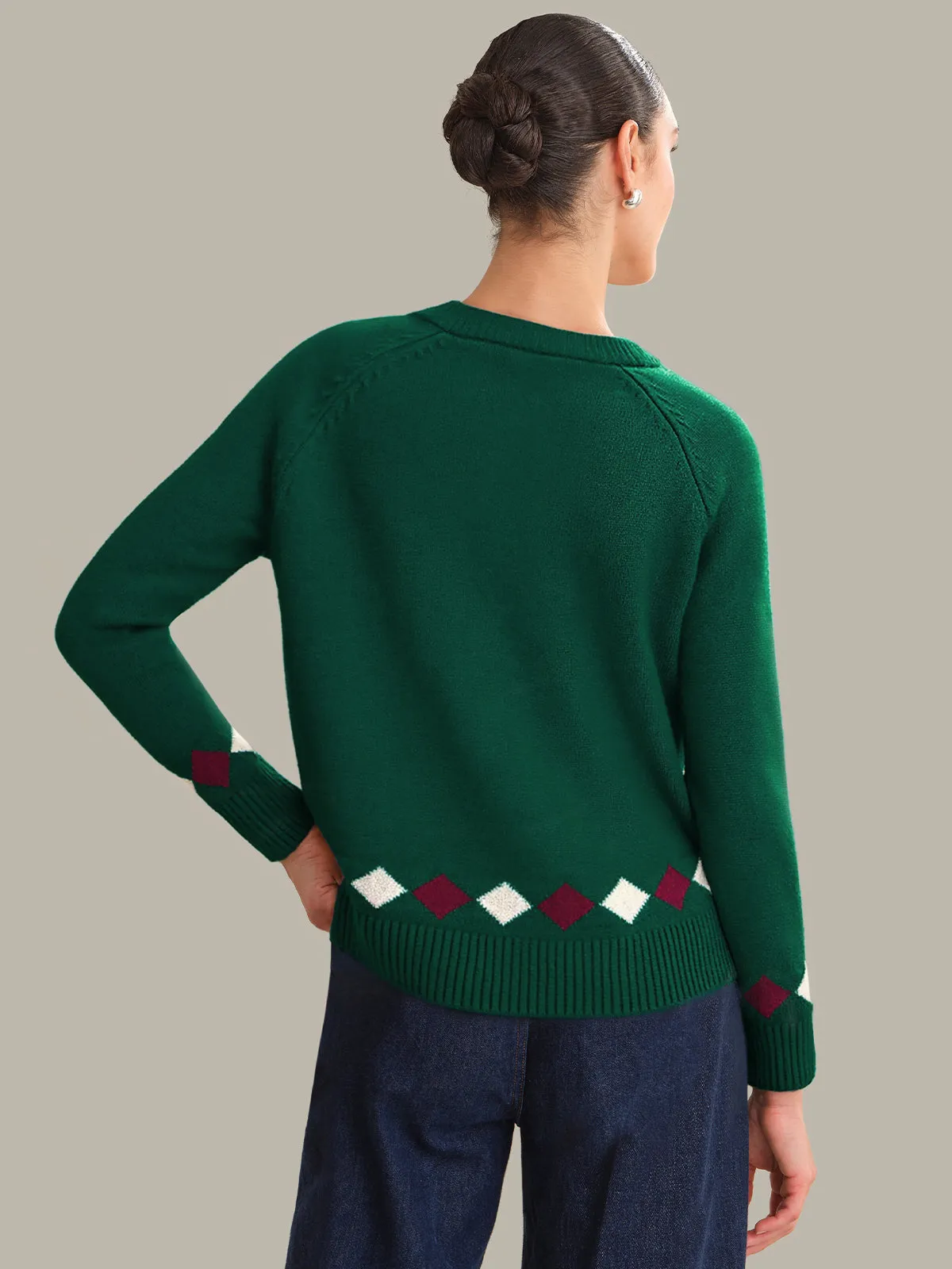 Jane: 100% Cashmere Argyle Sweater sold by 525 America product image thumbnail 3