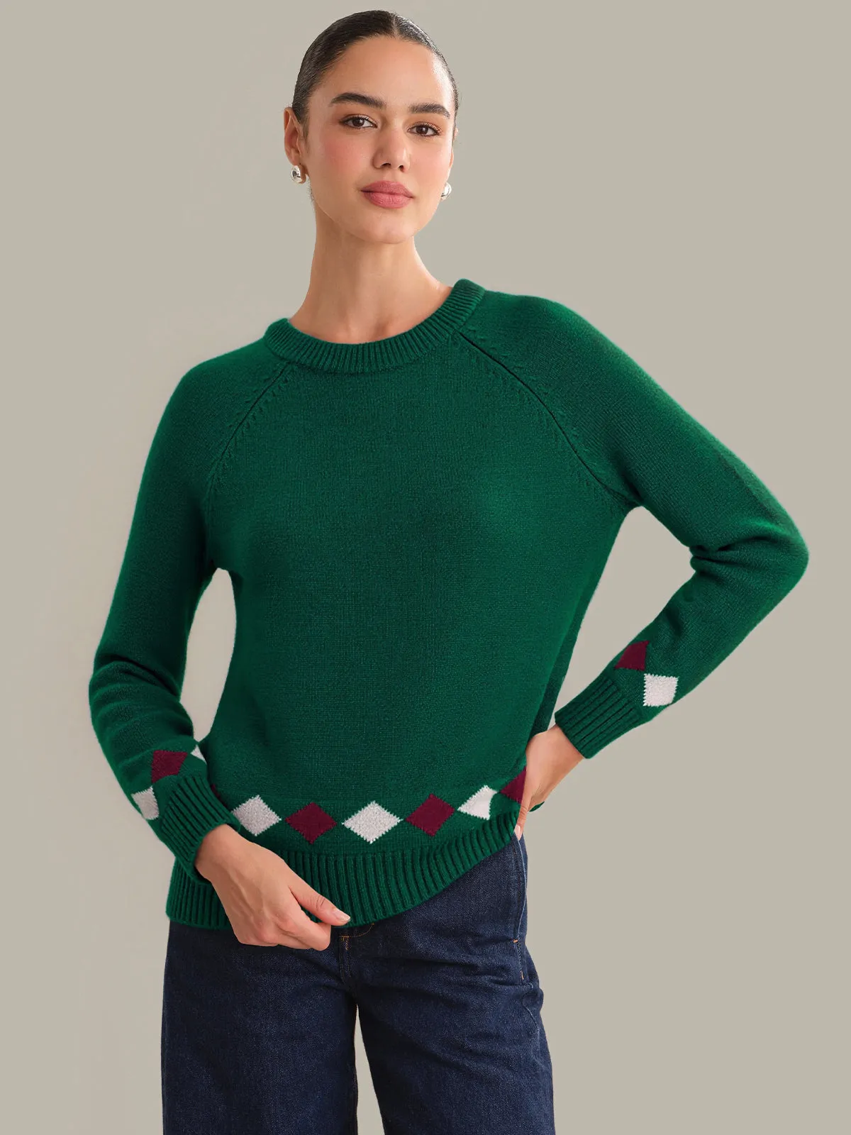 Jane: 100% Cashmere Argyle Sweater sold by 525 America