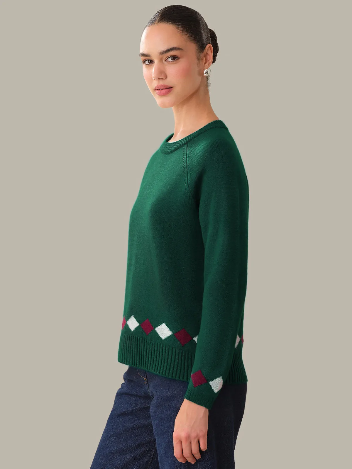 Jane: 100% Cashmere Argyle Sweater sold by 525 America product image thumbnail 2