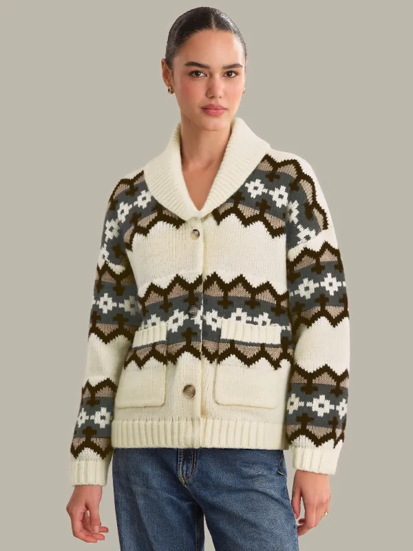 Ramona: Fair Isle Shawl Cardigan sold by 525 America