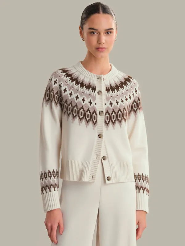 Emery: 100% Cashmere Fair Isle Cardigan made by 525 America