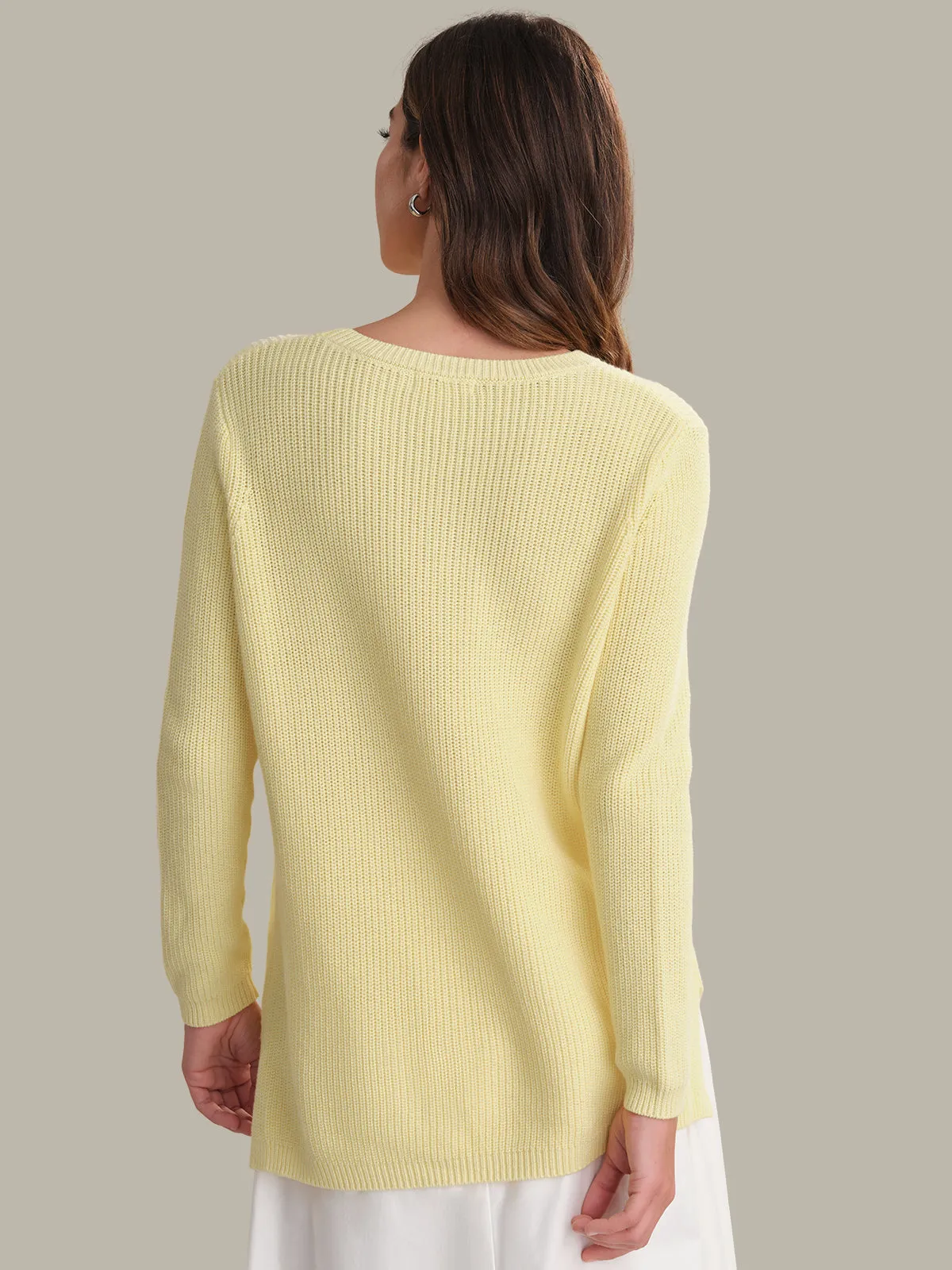 Emma: Crewneck Shaker Stitch Cotton Sweater sold by 525 America product image thumbnail 3