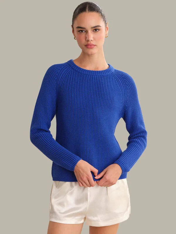 Jane: Crewneck Shaker Stitch Cotton Sweater sold by 525 America