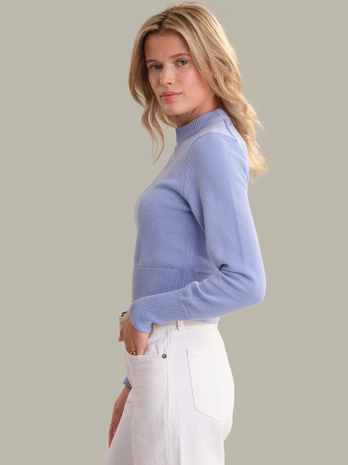 Adeline: Cropped Cotton Sweater sold by 525 America product image thumbnail 2