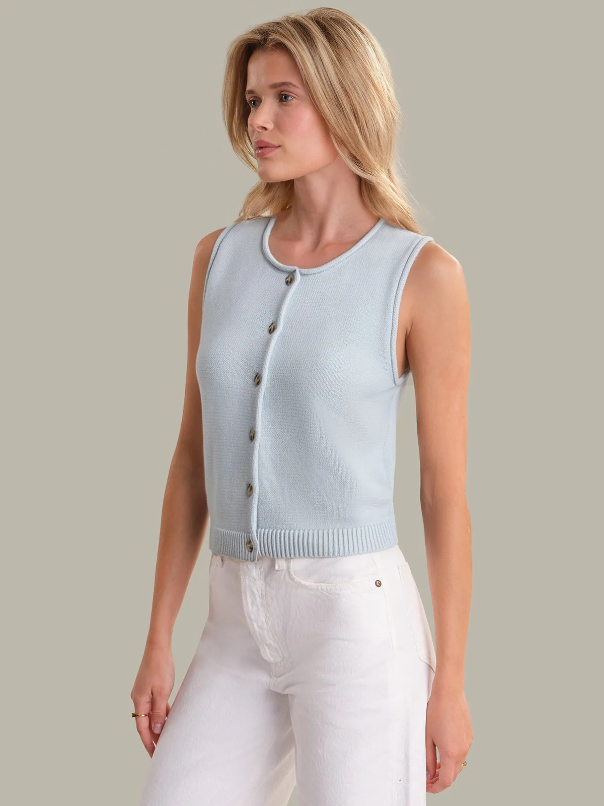 Ella: Cotton Button Front Sweater Vest sold by 525 America product image thumbnail 2