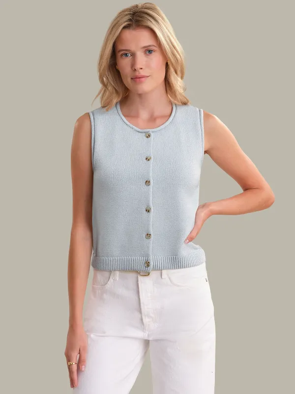 Ella: Cotton Button Front Sweater Vest made by 525 America