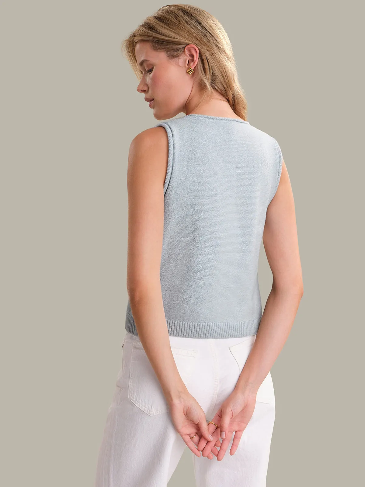 Ella: Cotton Button Front Sweater Vest sold by 525 America product image thumbnail 3
