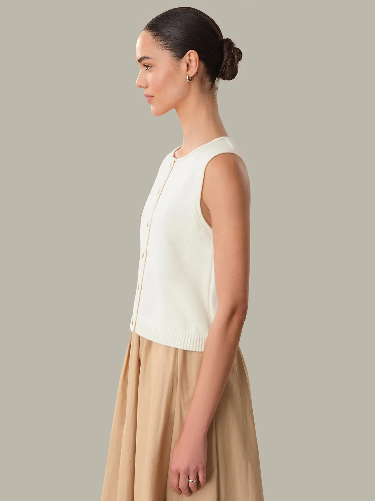 Ella: Cotton Button Front Sweater Vest sold by 525 America product image thumbnail 2