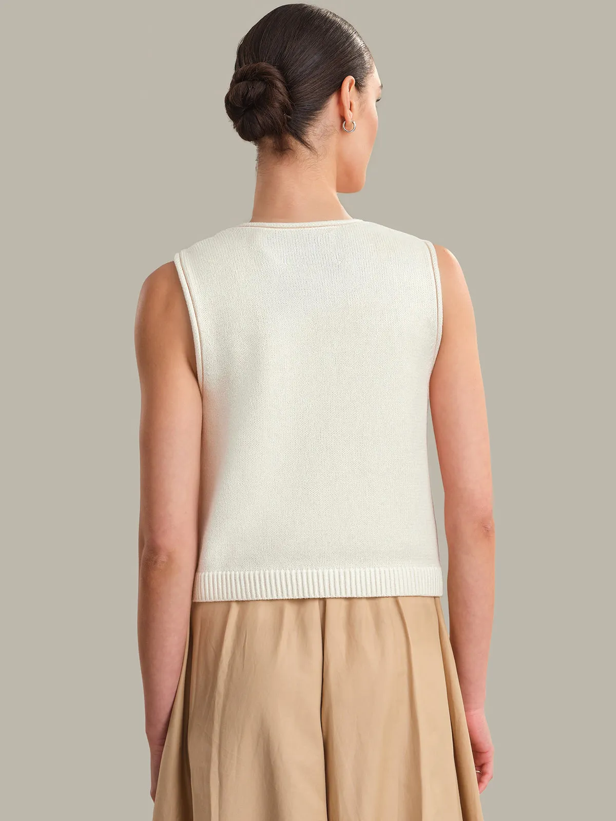 Ella: Cotton Button Front Sweater Vest sold by 525 America product image thumbnail 3