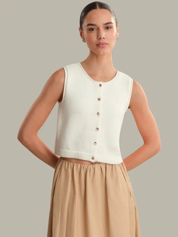Ella: Cotton Button Front Sweater Vest made by 525 America