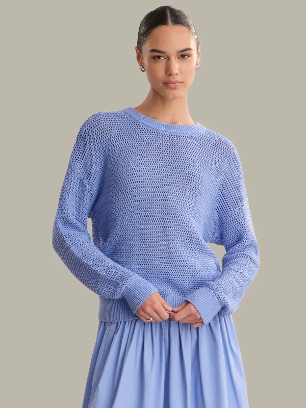 Iris: Cotton Open Stitch Sweater made by 525 America