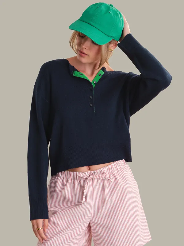 Callen: Contrast Henley Pullover sold by 525 America