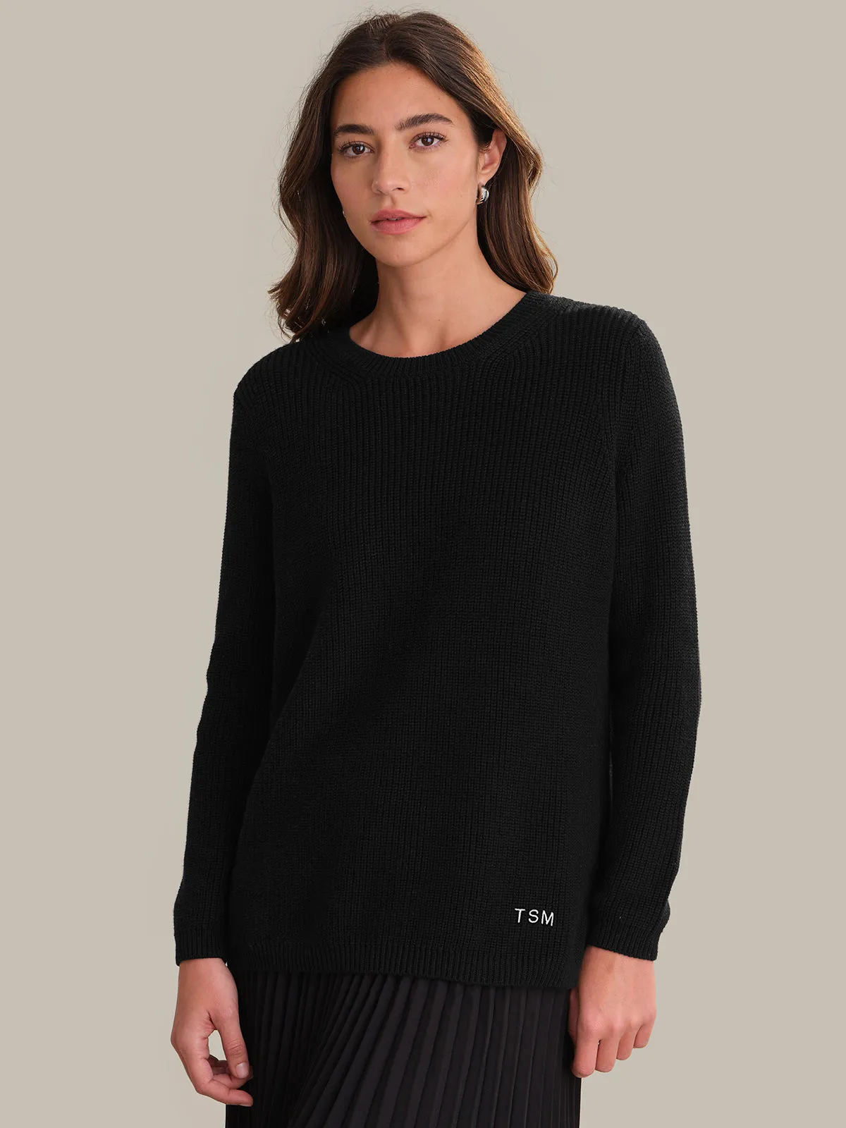 Emma: Crewneck Shaker Stitch Cotton Sweater sold by 525 America product image thumbnail 2