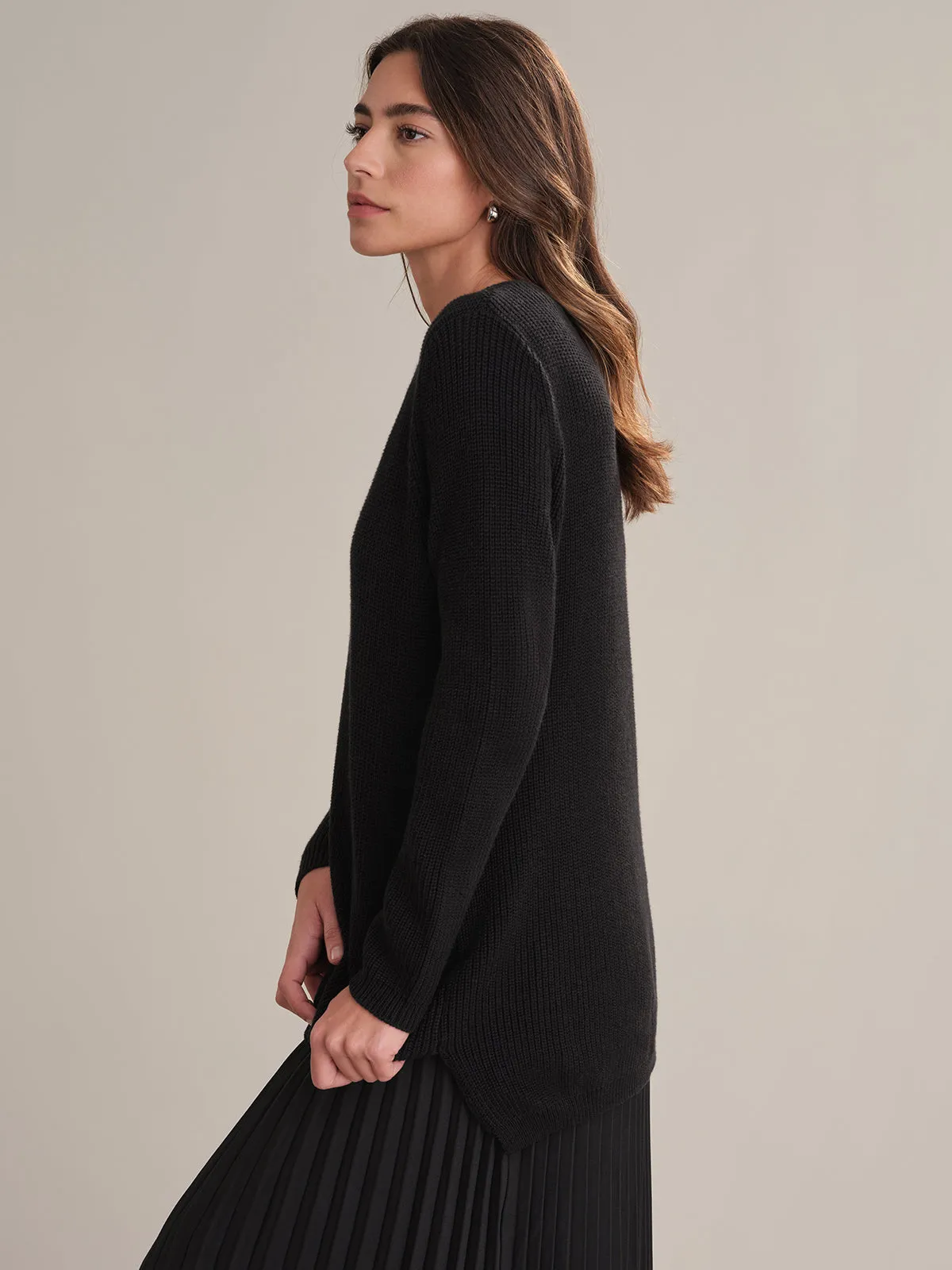 Emma: Crewneck Shaker Stitch Cotton Sweater sold by 525 America product image thumbnail 3