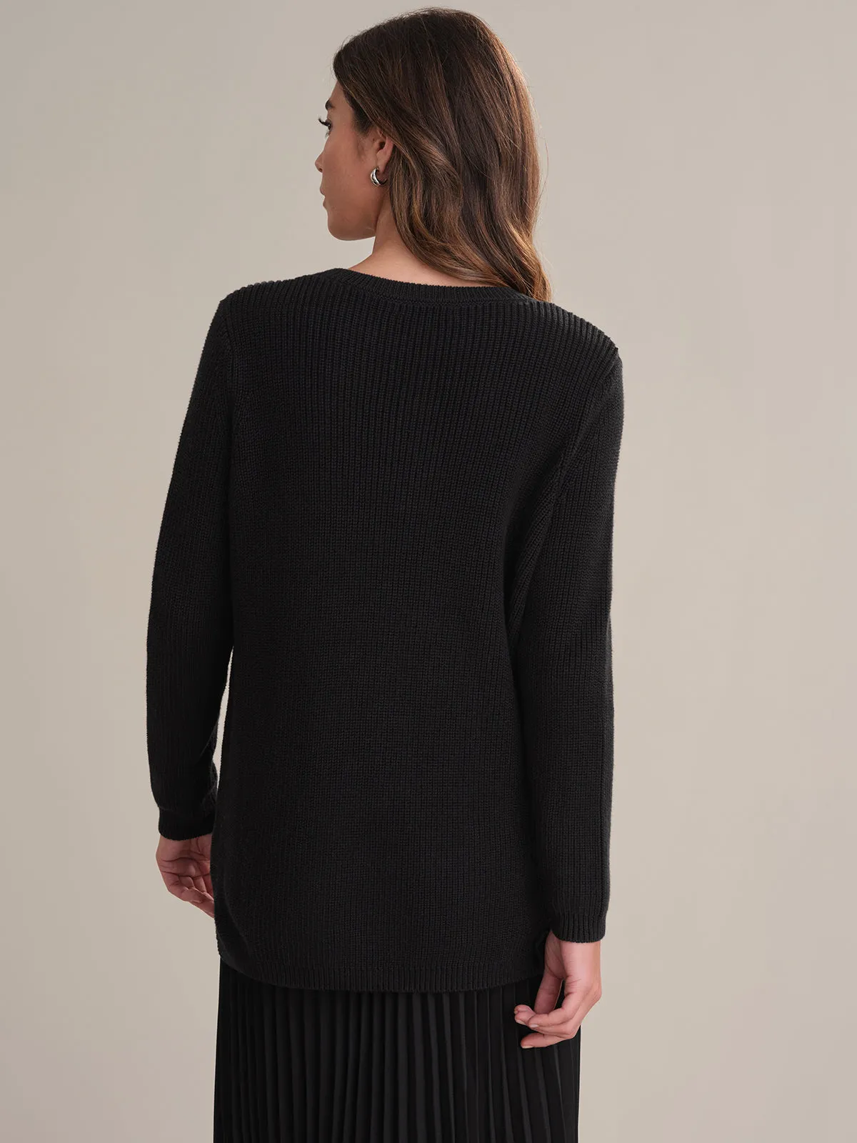 Emma: Crewneck Shaker Stitch Cotton Sweater sold by 525 America product image thumbnail 4