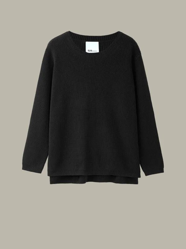 Emma: Crewneck Shaker Stitch Cotton Sweater sold by 525 America