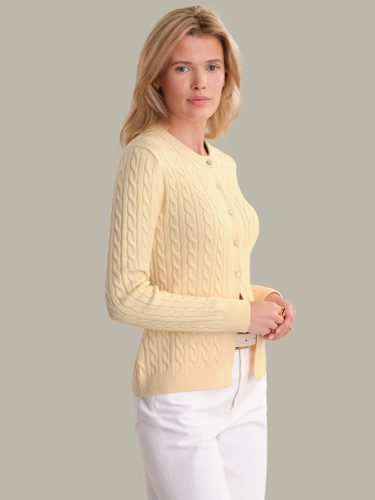 Julianna: Cable Knit Crewneck Cardigan sold by 525 America product image thumbnail 2
