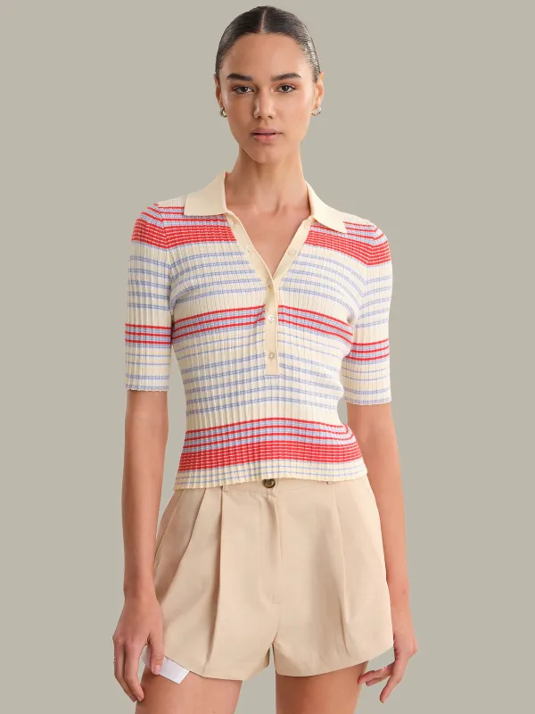 Calla: Striped Polo Top sold by 525 America