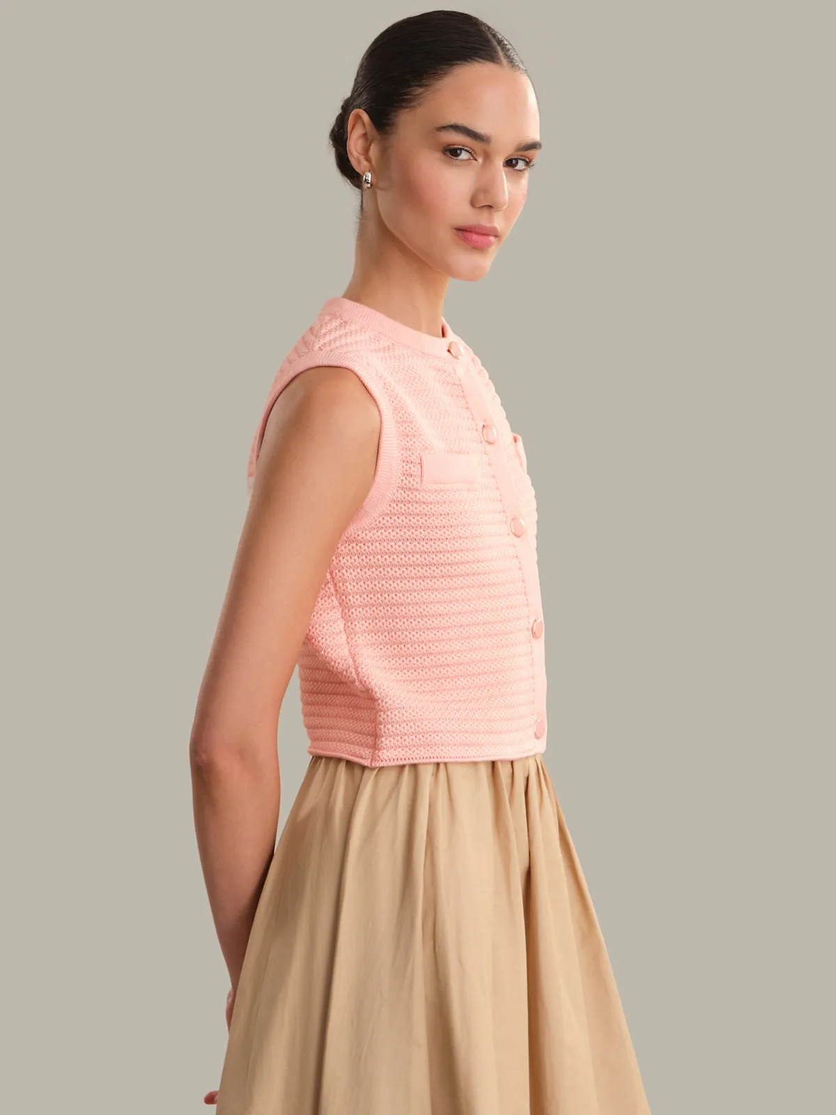 Lela: 100% Cotton Vest sold by 525 America product image thumbnail 2