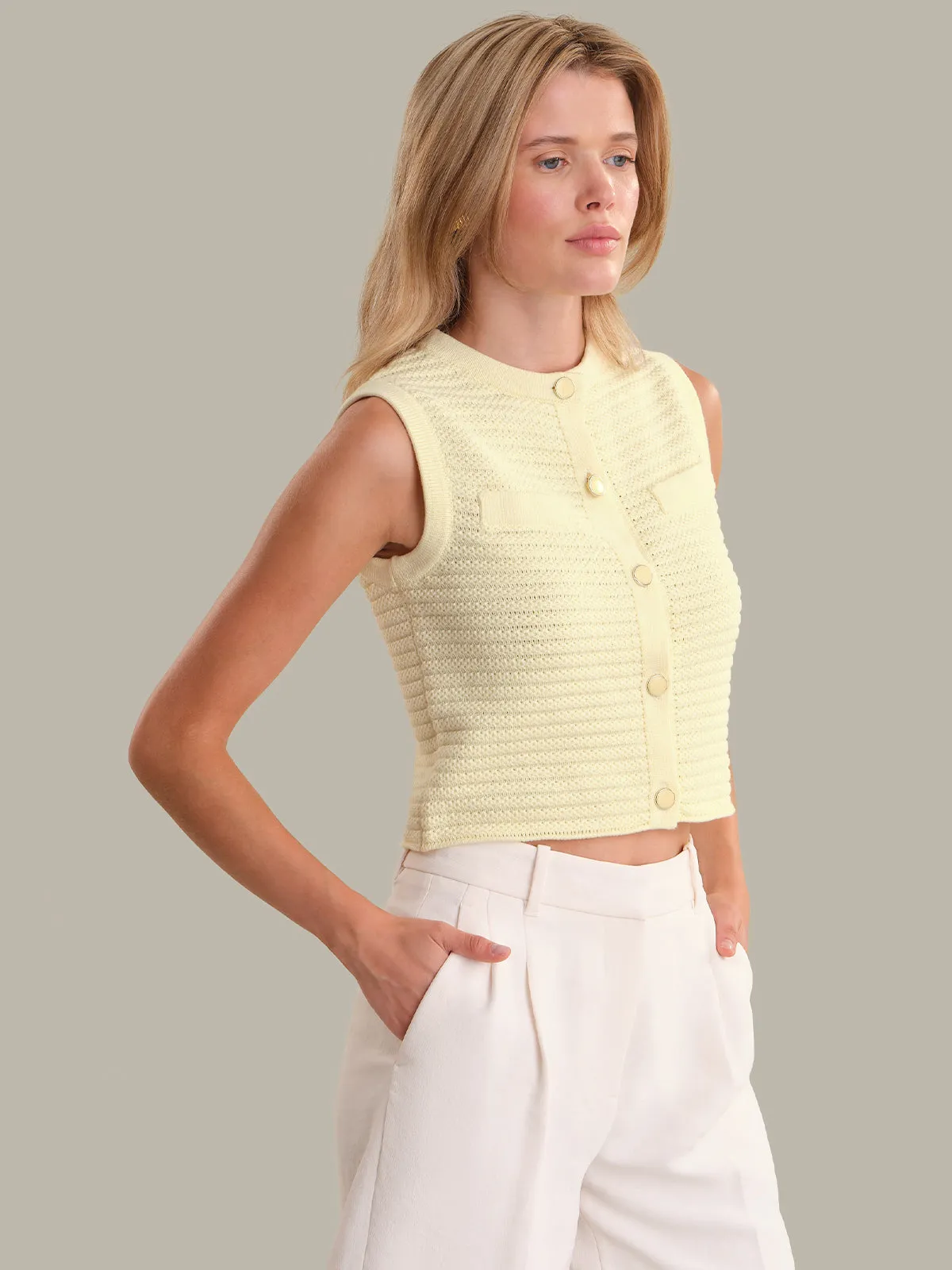 Lela: 100% Cotton Vest sold by 525 America product image thumbnail 2