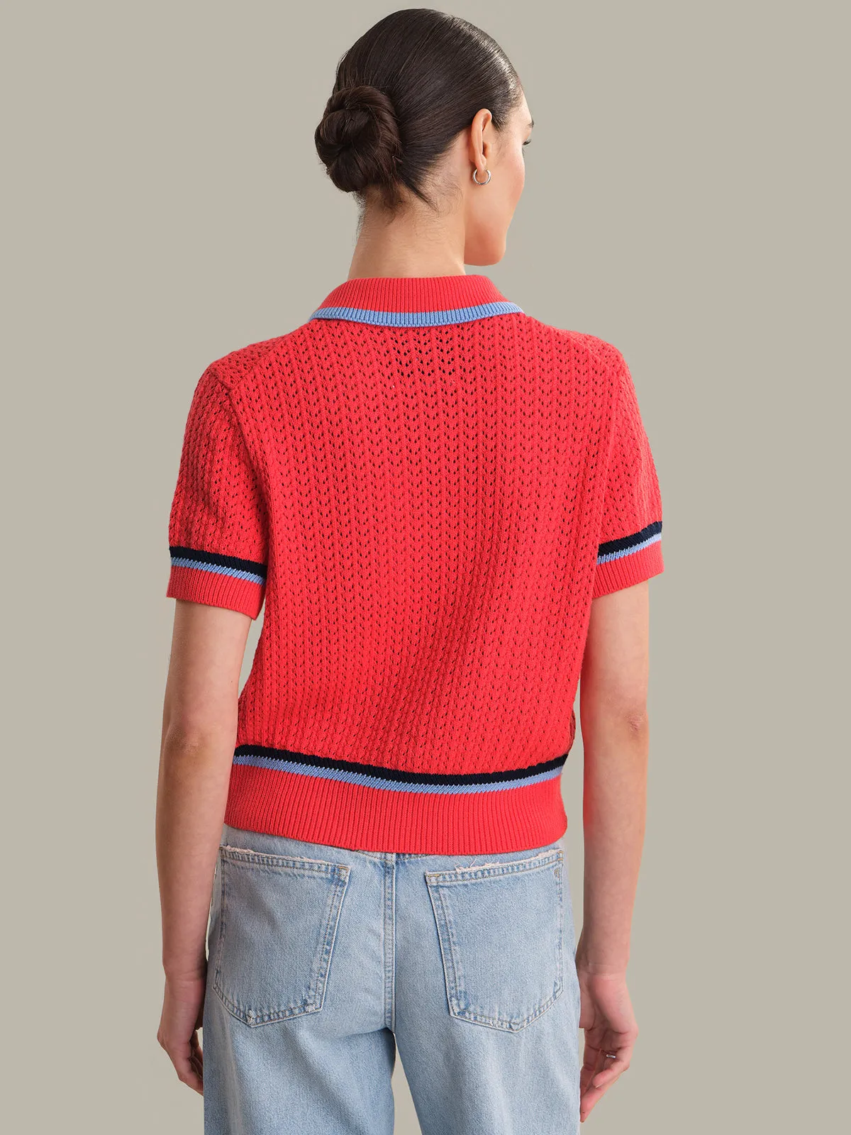 Dania: Pointelle Polo Pullover sold by 525 America product image thumbnail 3