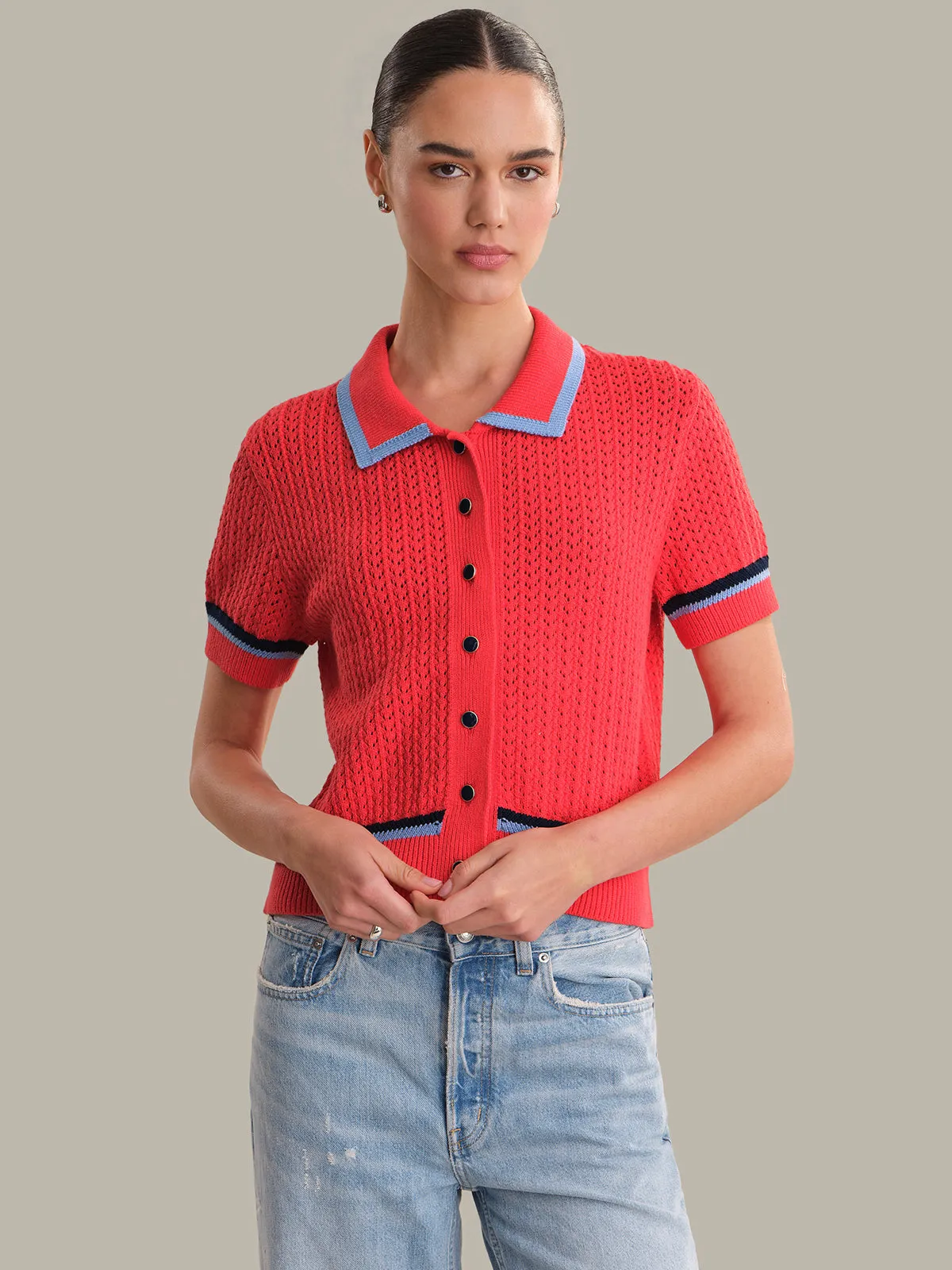 Dania: Pointelle Polo Pullover sold by 525 America