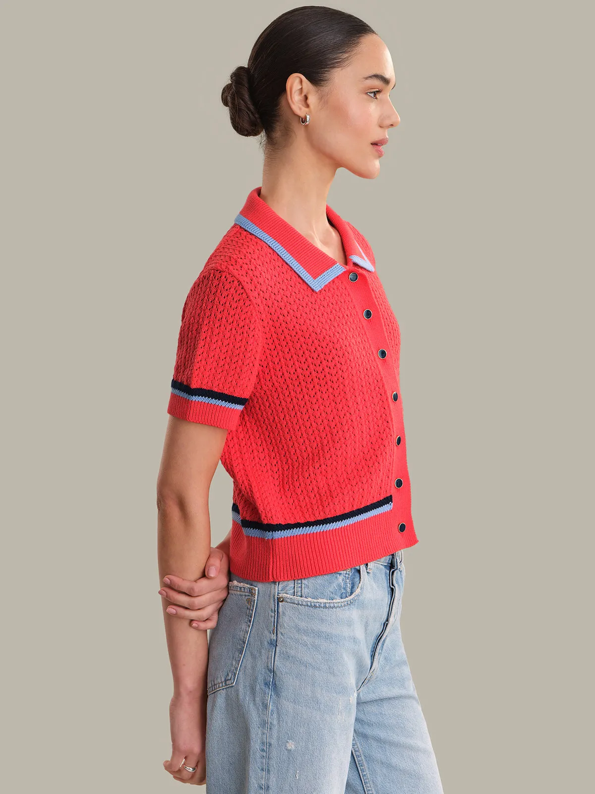 Dania: Pointelle Polo Pullover sold by 525 America product image thumbnail 2