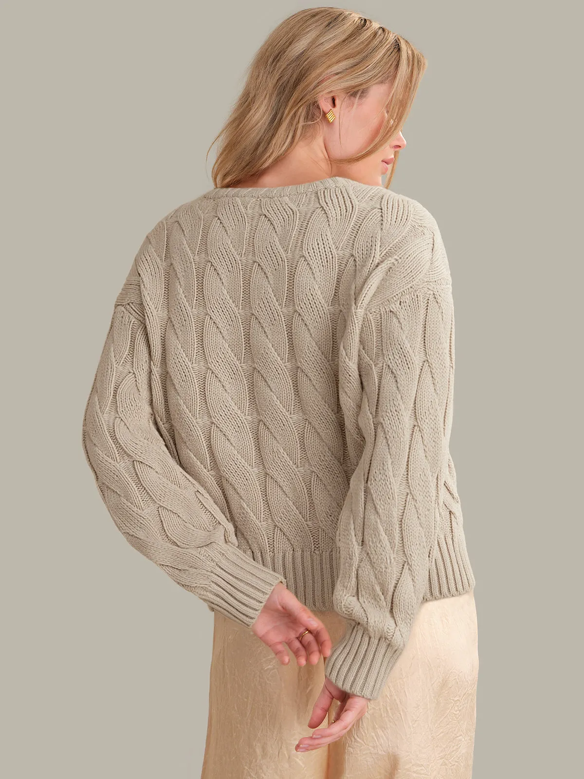 Elodie: Wool Cashmere Cable Knit Sweater sold by 525 America product image thumbnail 3