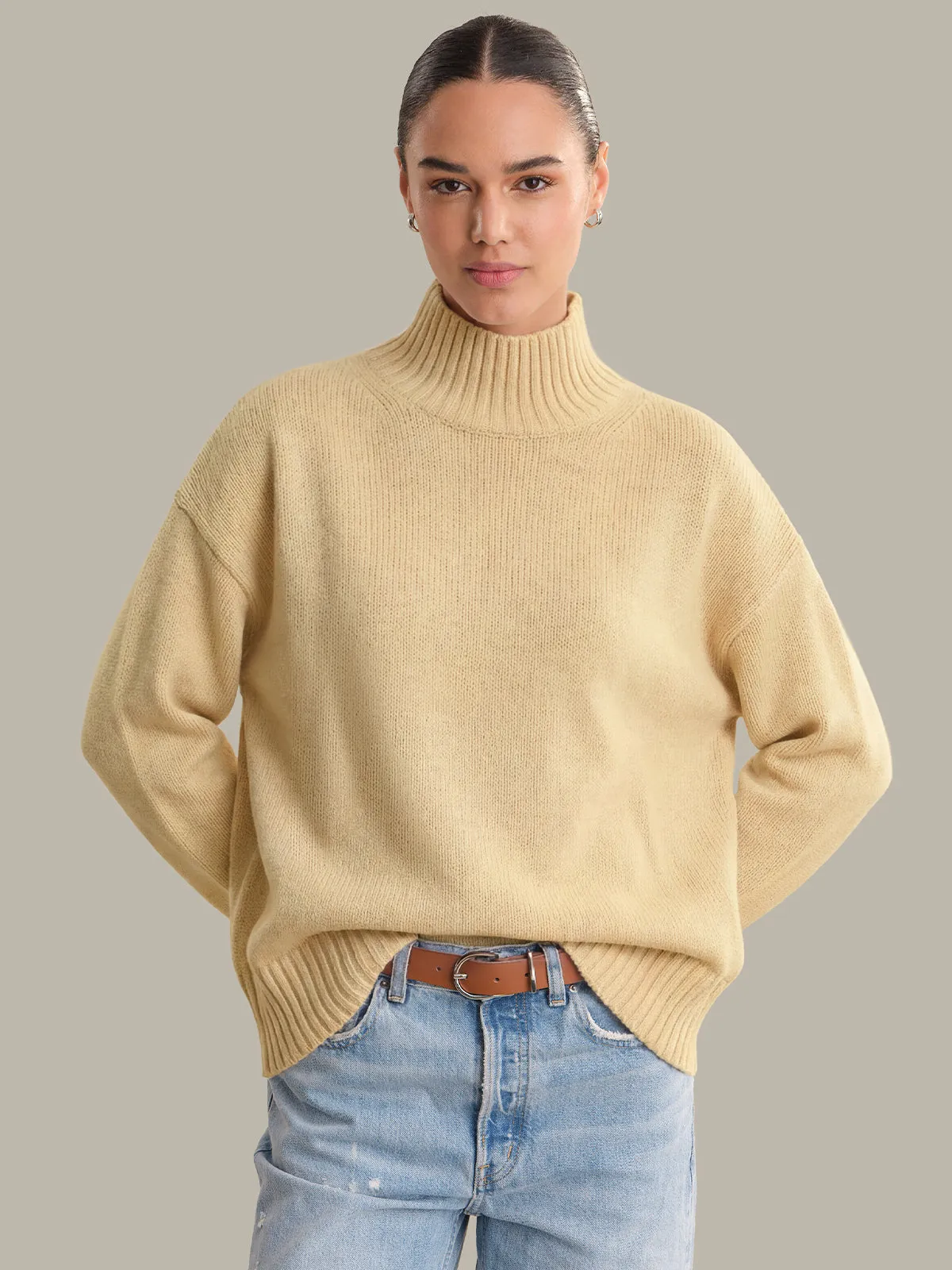 Arielle: Wool Cashmere Mockneck Sweater sold by 525 America