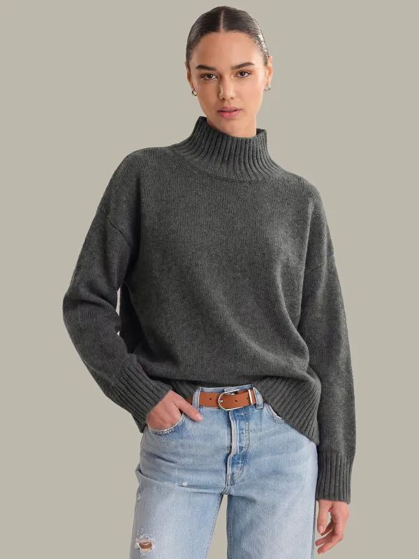 Arielle: Wool Cashmere Mockneck Sweater made by 525 America