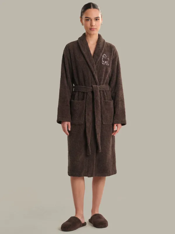 Mara: Poodle Embroidered Robe made by 525 America