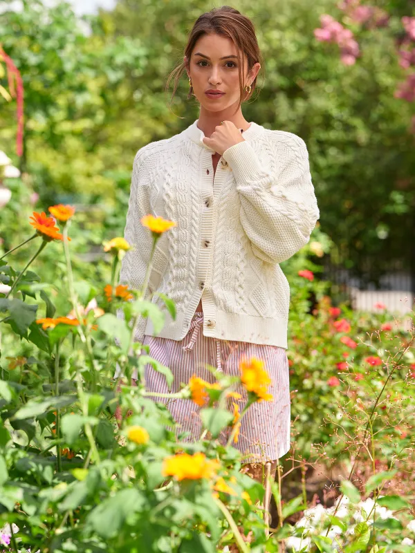 Emerson: Cotton Cable Knit Cardigan made by 525 America