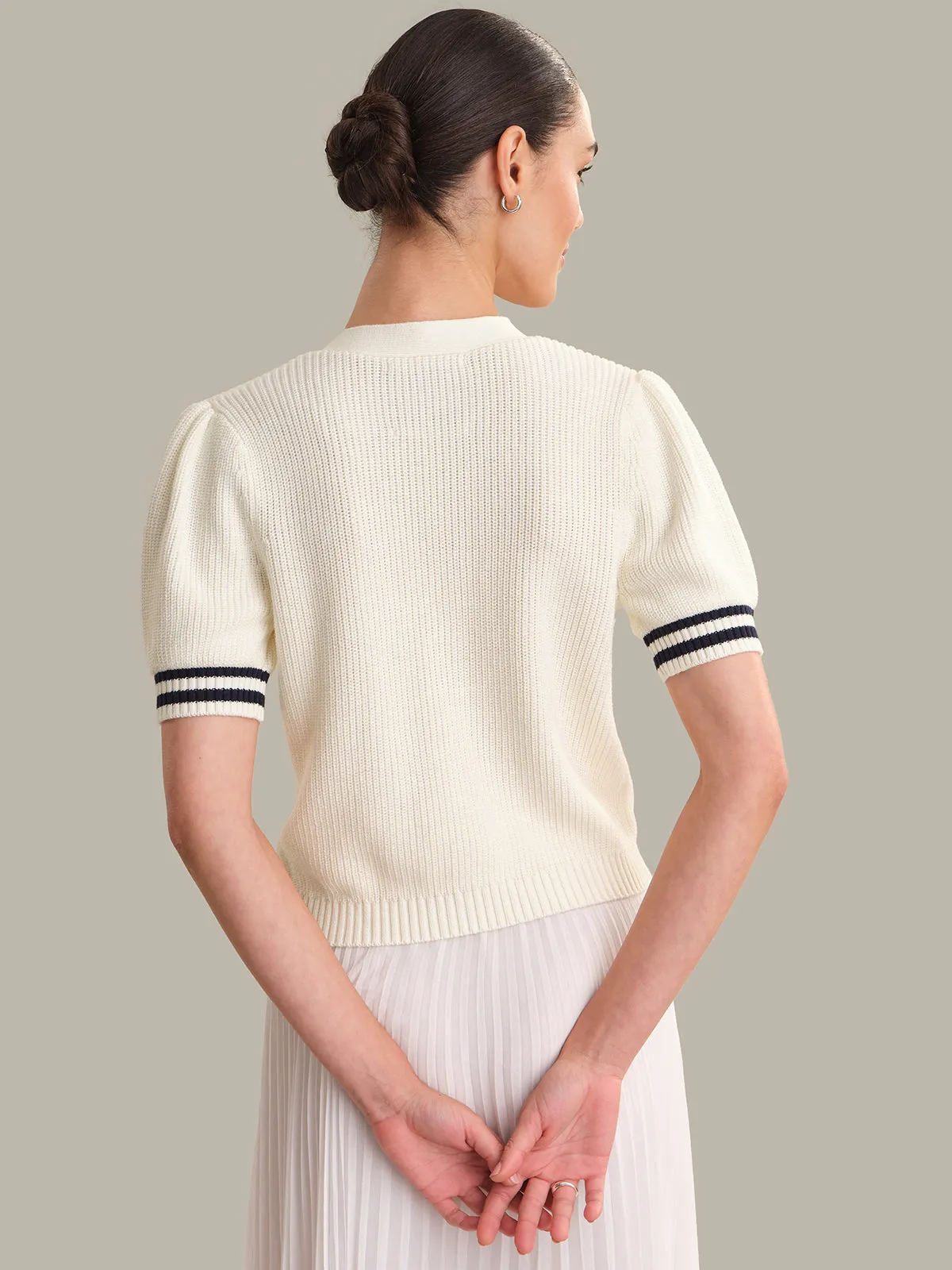 Reagan: Cotton Puff Sleeve Cardigan sold by 525 America product image thumbnail 3