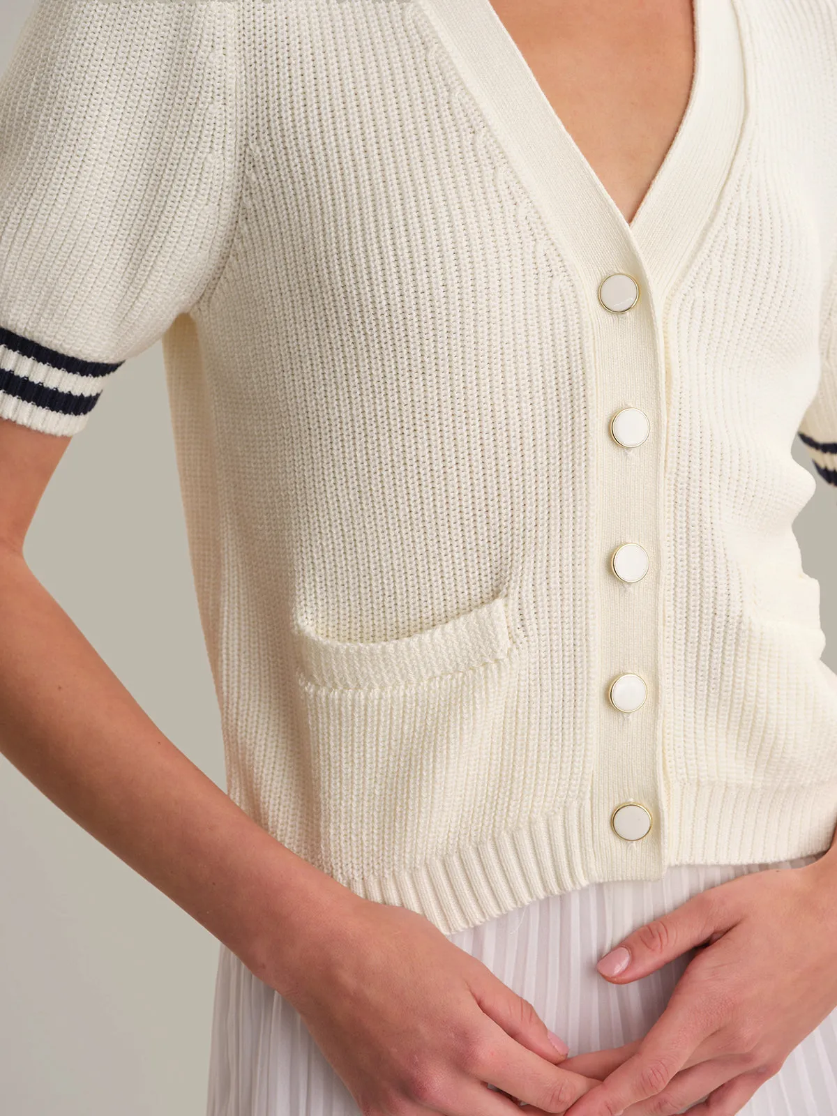 Reagan: Cotton Puff Sleeve Cardigan sold by 525 America product image thumbnail 4