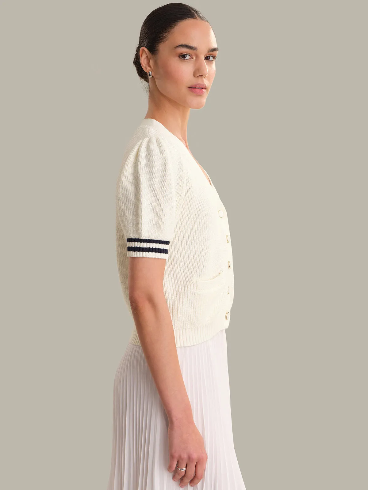 Reagan: Cotton Puff Sleeve Cardigan sold by 525 America product image thumbnail 2