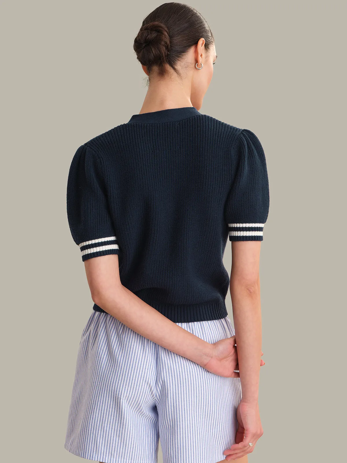 Reagan: Cotton Puff Sleeve Cardigan sold by 525 America product image thumbnail 3