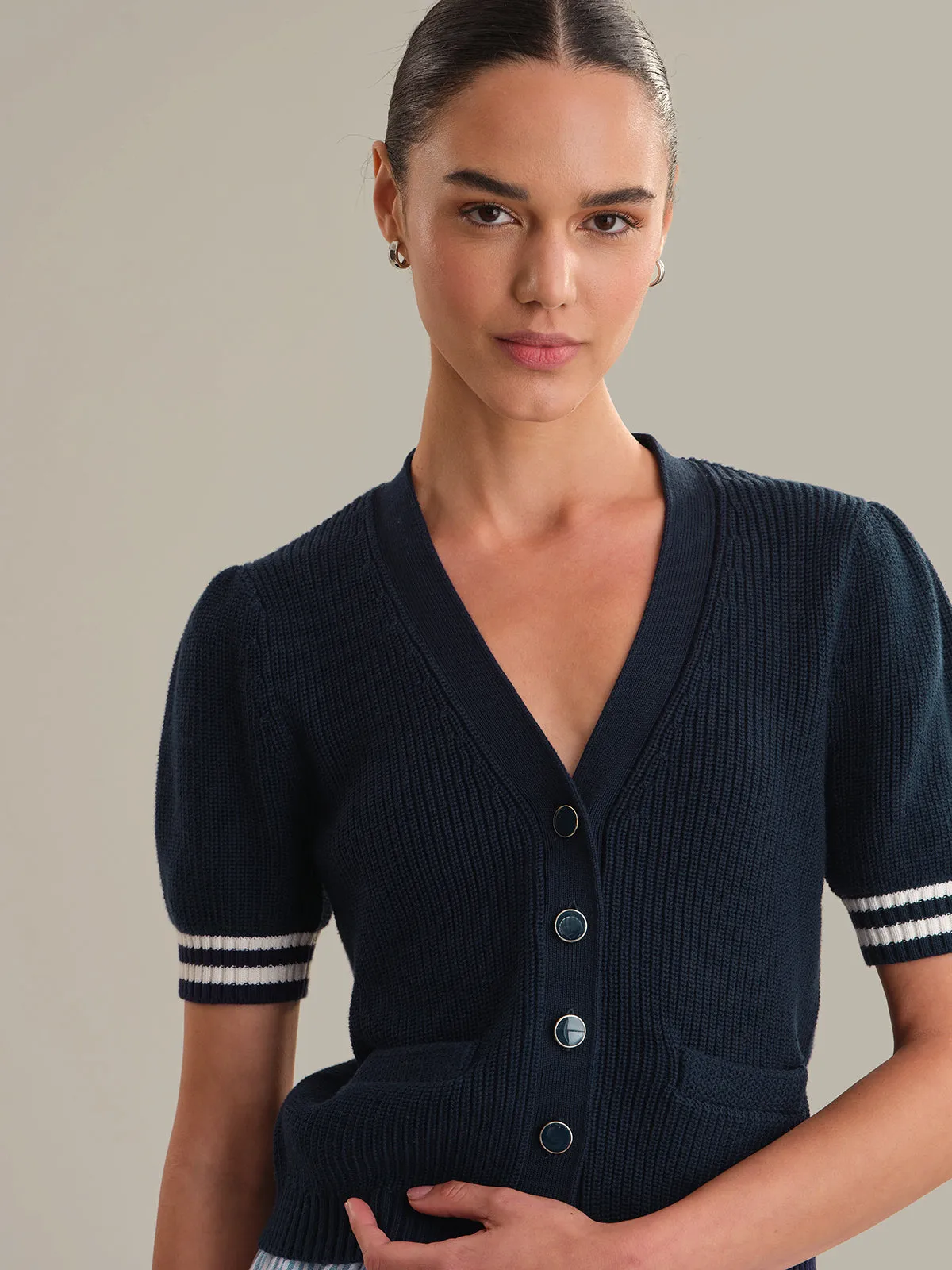 Reagan: Cotton Puff Sleeve Cardigan sold by 525 America product image thumbnail 4