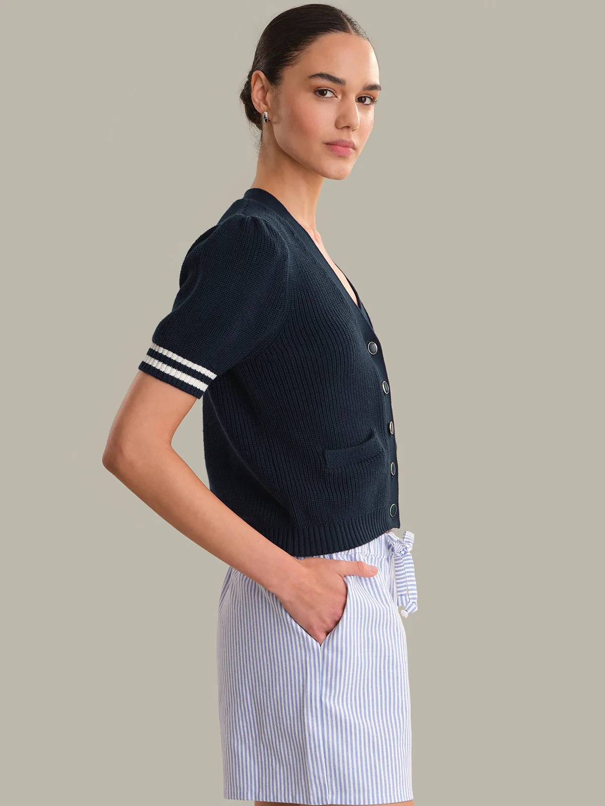 Reagan: Cotton Puff Sleeve Cardigan sold by 525 America product image thumbnail 2