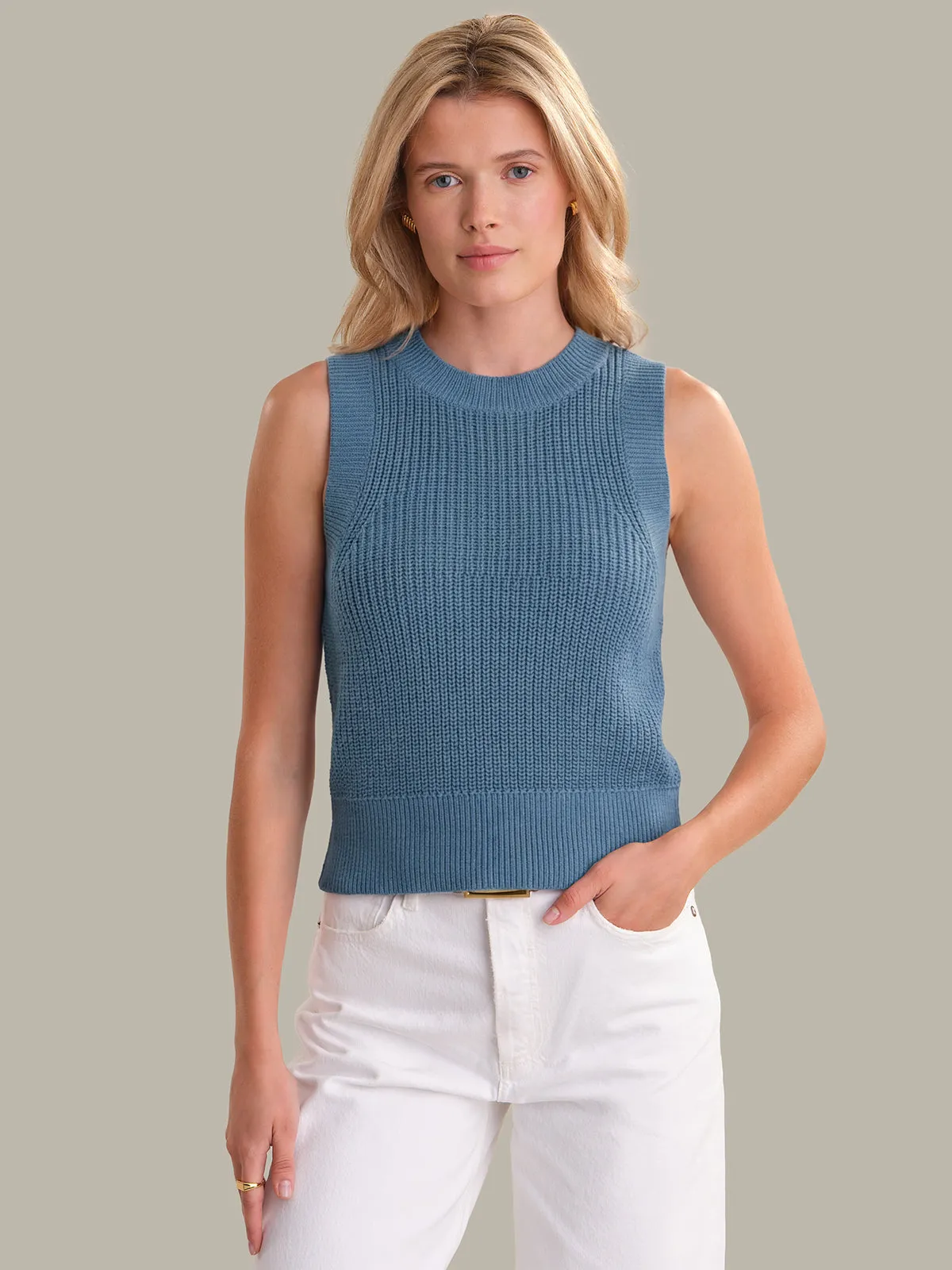 Demi: High Crewneck Cotton Tank sold by 525 America