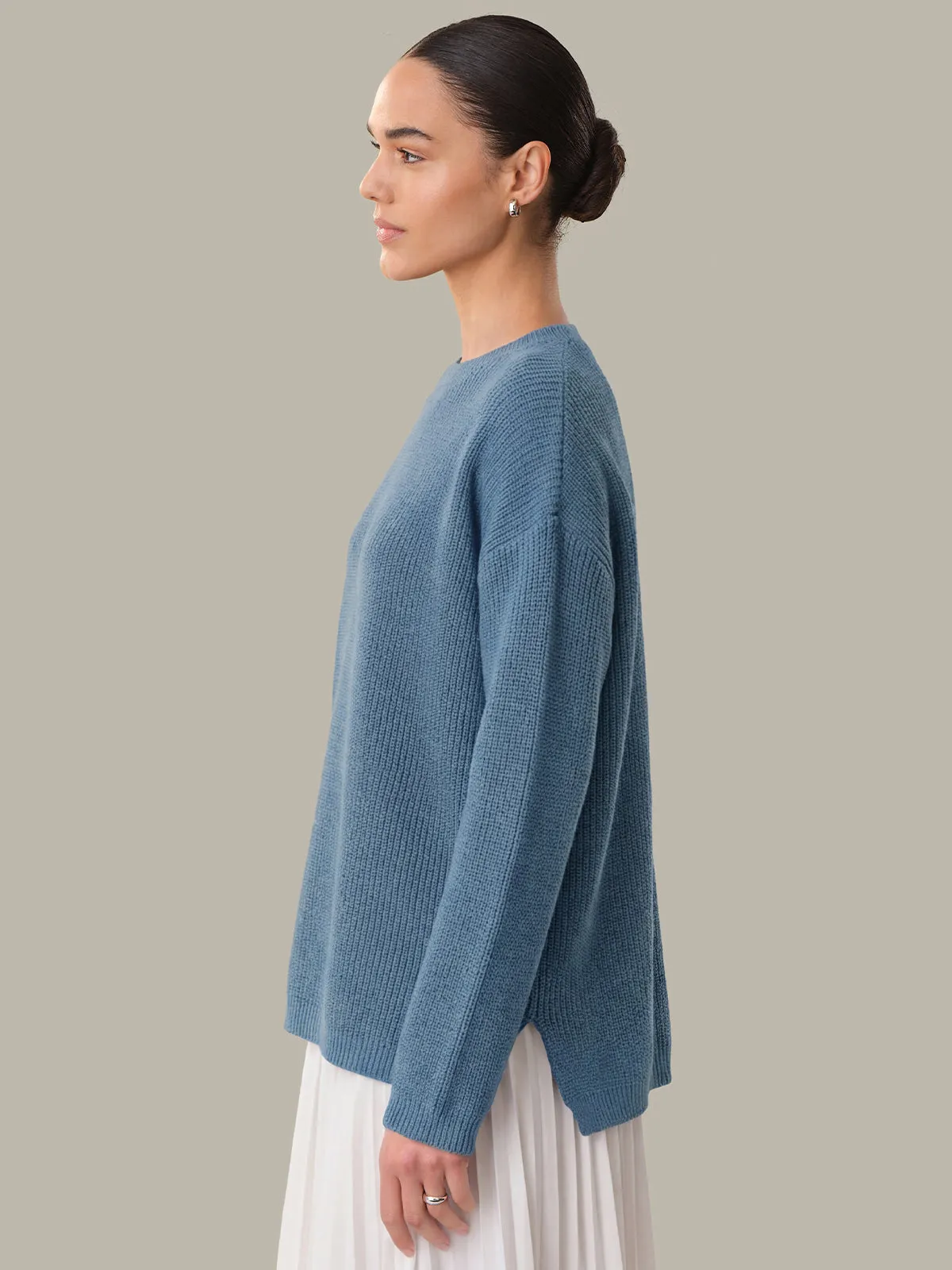 Emma: Crewneck Shaker Stitch Cotton Sweater sold by 525 America product image thumbnail 2