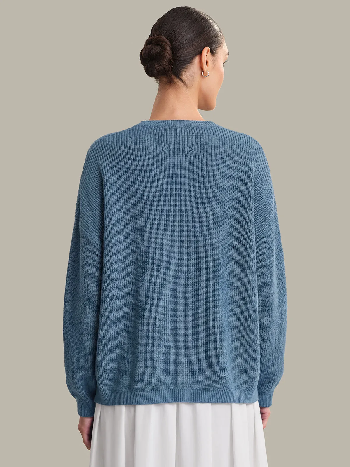 Emma: Crewneck Shaker Stitch Cotton Sweater sold by 525 America product image thumbnail 3